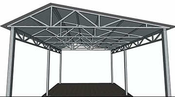 навес двускатный металлический с непропорциональными скатами